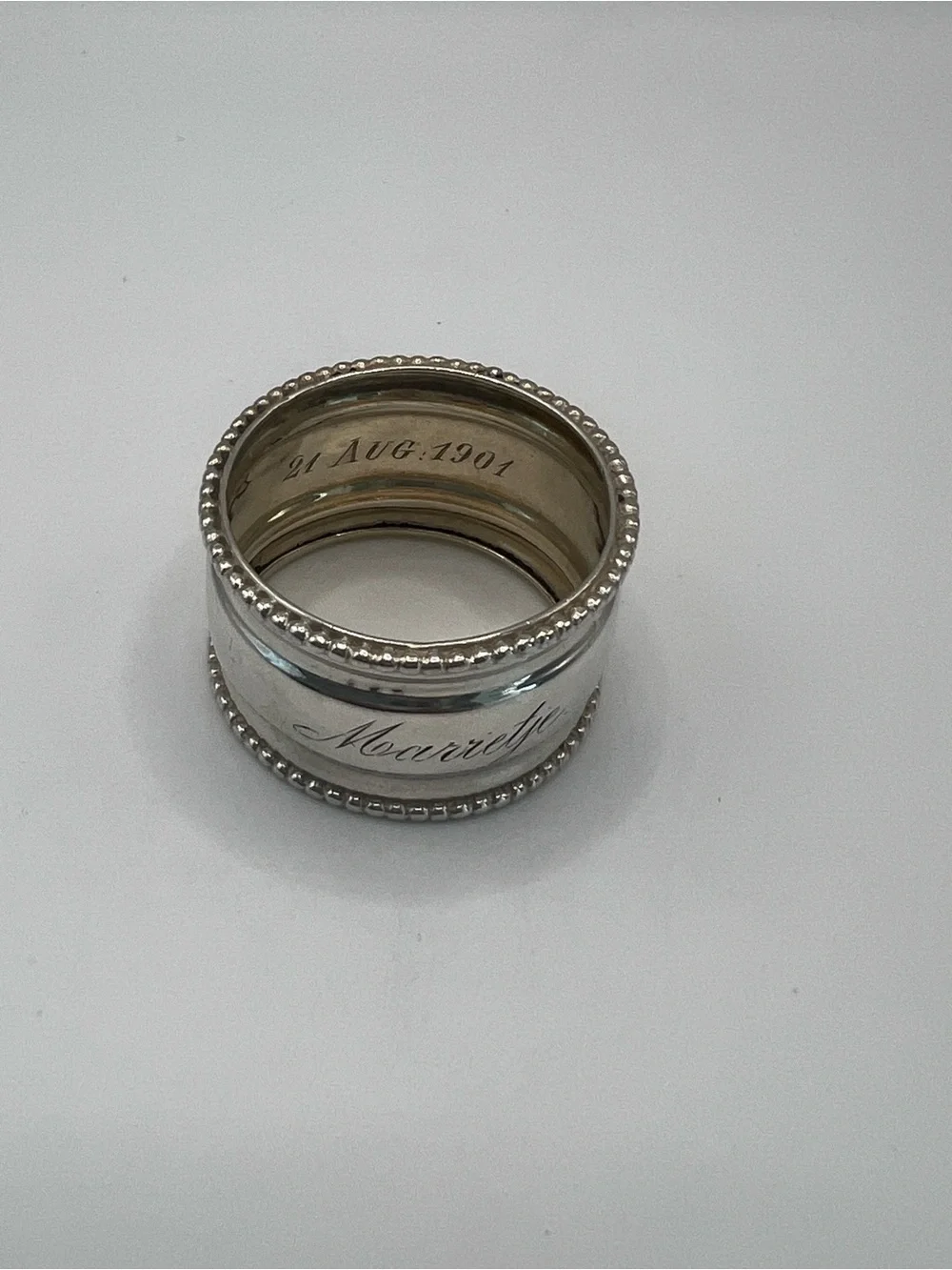 Antique 1901 Dutch .833 Silver Napkin Ring Engraved Marretje – Hallmarked